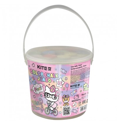 Мел цветной Jumbo Hello Kitty, 15 штук в ведерке