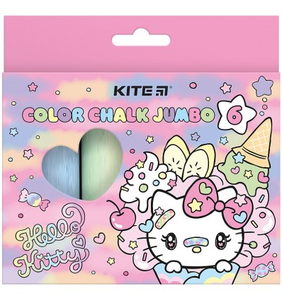 Крейда кольорова Jumbo Hello Kitty HK24-073, 6 кольори