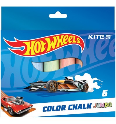Мел цветной Kite Jumbo Hot Wheels, 6 цвета