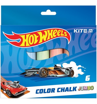 Мел цветной Kite Jumbo Hot Wheels HW24-073, 6 цвета