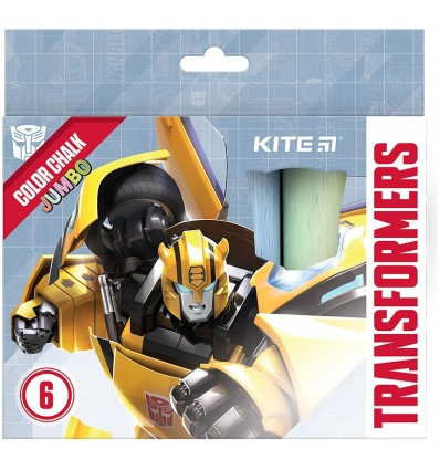 Мел цветной Kite Jumbo Transformers TF24-073, 6 цвета