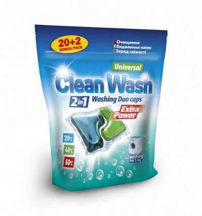 Дуокапсули Clean Wash універсальні для прання 22 шт