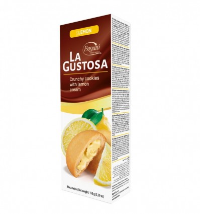 Печенье Bogutti La Gustosa хрустящее с лимонным кремом 150г