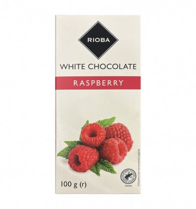 Шоколад Rioba білий зі шматочками малини 100г