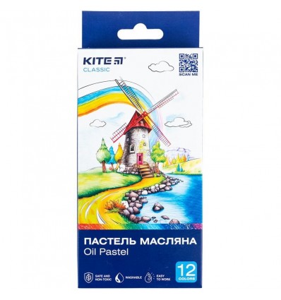 Пастель масляна, 12 кольорів Kite Classic