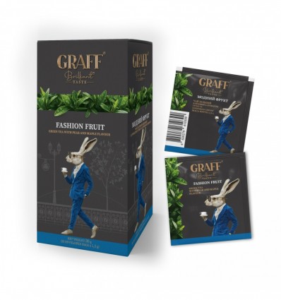 Чай зеленый ТМ Graff Fashion fruit/ Модный фрукт, в пакетиках (саше) 20х1.5г