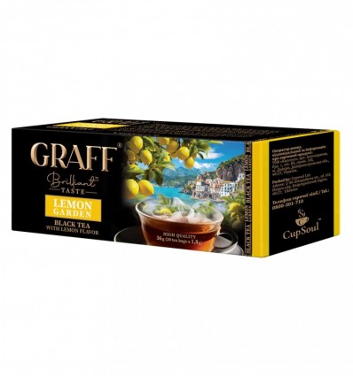Чай черный с лимоном ТМ GRAFF Lemon Garden/ Лимонный сад, в пакетиках 20х1.8г