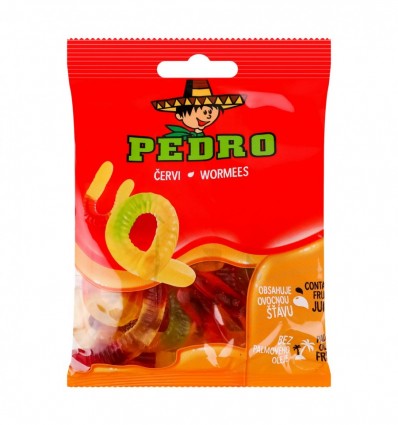 Конфеты желейные Pedro Червячки с фруктовым соком 80г