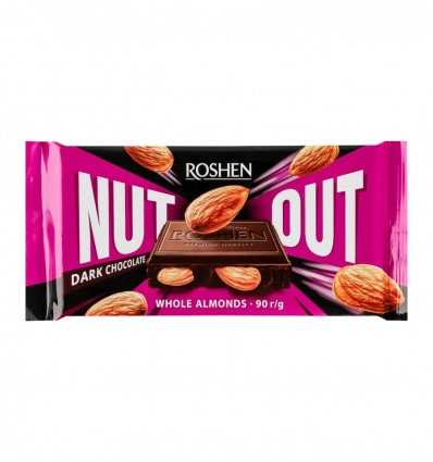 Шоколад Roshen Nut Out Whole Almonds чорний 90г