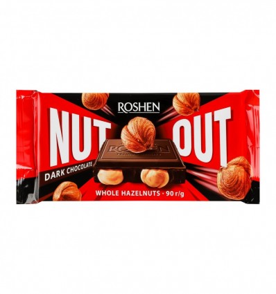 Шоколад Roshen Nut Out Whole Hazelnuts черный 90г