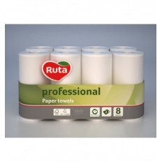 Рушники паперові "RUTA" Professional, 8 рулонів на гільзі, 2-х шарові, білі ( rt.93639 )