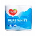 Туалетная бумага RUTA "Pure White" 4 рулона на гильзе, 3-х слойная, белая