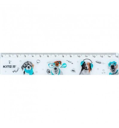 Линейка Kite Dogs K24-090-1, пластиковая, 15см