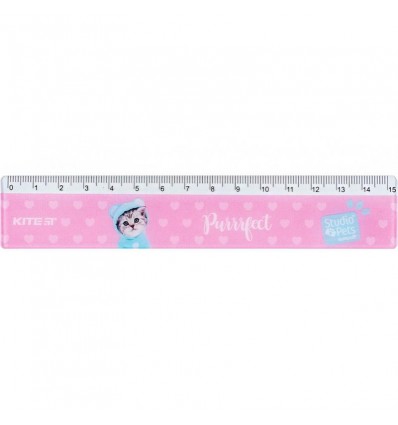Лінійка Kite Studio Pets SP24-090, пластикова, 15см