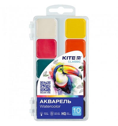Фарби акварельні Kite Classic K-060, 10 кольорів