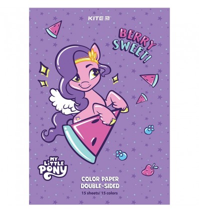 Папір кольоровий двосторонній Kite My Little Pony LP24-250, А4, 15 аркушів/15 кольрів