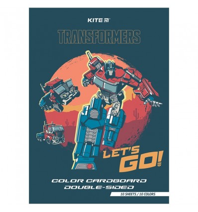 Картон кольоровий двосторонній Kite Transformers TF24-255, А4, 10 аркушів/10 кольрів