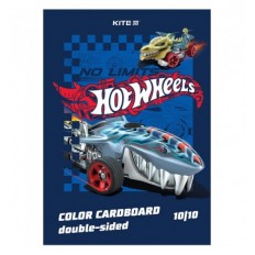 Картон кольоровий двосторонній Kite Hot Wheels HW24-255, А4, 10 аркушів/10 кольорів