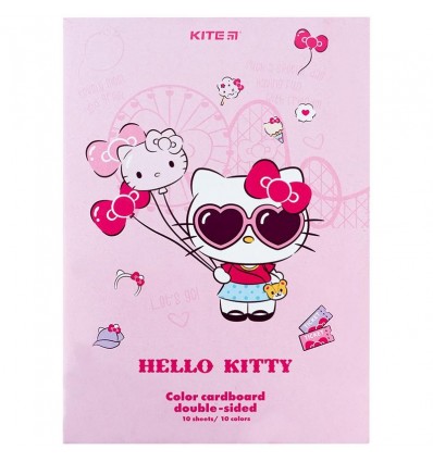 Картон кольоровий двосторонній Kite Hello Kitty HK24-255, А4, 10 аркушів/10 кольорів
