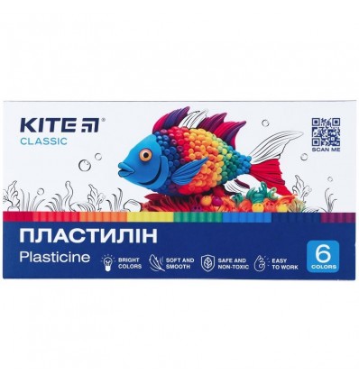 Пластилин Kite Classic K-081, 6 цветов, 120 г