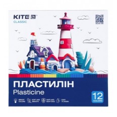 Пластилин Kite Classic K-1086, 12 цветов, 240 г