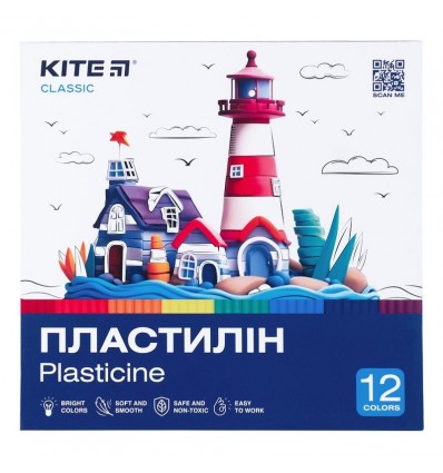 Пластилин Kite Classic K-1086, 12 цветов, 240 г