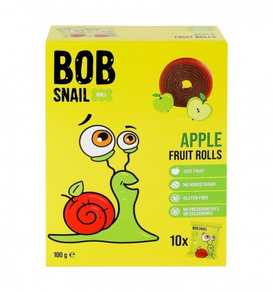 Цукерки Bob Snail Rolls Apple фруктові натуральні 10 х 10г