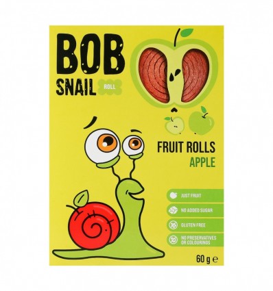 Цукерки Bob Snail Rolls Apple фруктові натуральні 60г