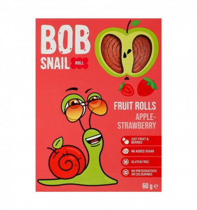Конфеты Bob Snail Rolls Apple-strawberry фруктовые натуральные 60г