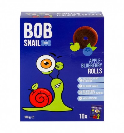 Конфеты Bob Snail Rolls Apple-blueberry фруктово-ягодные натуральные 10х10г