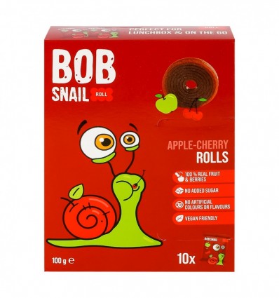Конфеты Bob Snail Rolls Apple-cherry фруктово-ягодные натуральные 10х10г