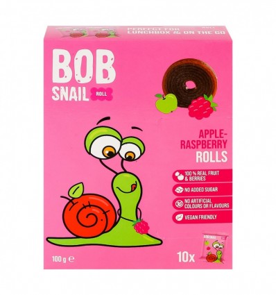 Цукерки Bob Snail Rolls Apple-raspberry фруктово-ягідні натуральні 10 х 10г