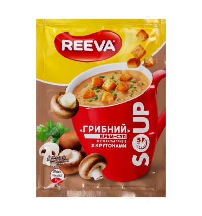 Крем-суп Reeva Грибной со вкусом грибов с крутонами 15.5г