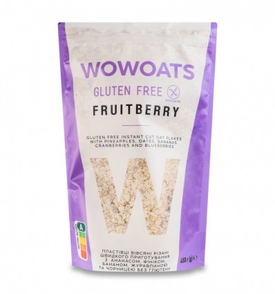 Хлопья Wowoats Fruitberry овсяные резаные с ананасом 450г