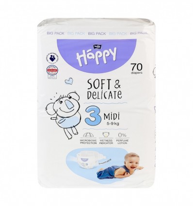 Подгузники Bella Baby Happy Soft&Delicate Midi 3 5-9кг 70шт