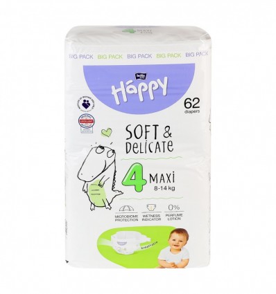 Подгузники Bella Baby Happy Soft&Delicate Maxi 4 8-14кг 62шт
