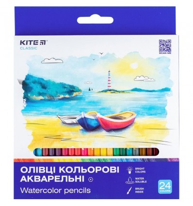 Олівці кольорові акварельні Kite Classic K-1050, 24 шт