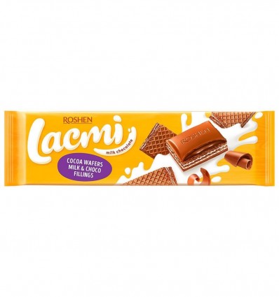 Шоколад Roshen Lacmi Cocoa wafers milk&Choco fil 235г
