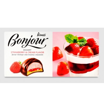 Десерт Bonjour вкус клубники со сливками 232г
