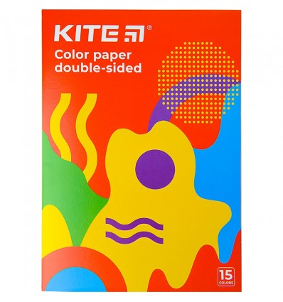 Папір кольоровий двосторонній Kite Fantasy А4, 15 аркушів