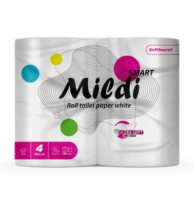 Бумага туалетный "Mildi Smart" по 4 рул., на гильзе, 2-х сл., белый ( kx.51115 )
