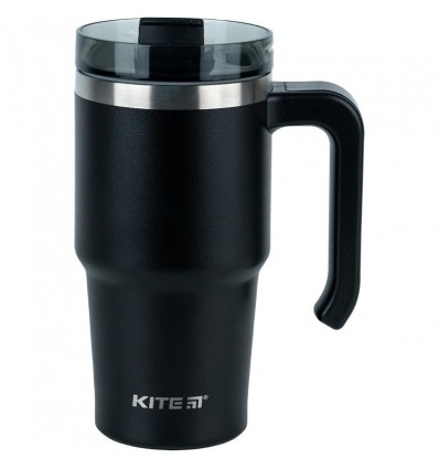 Термокружка з ручкою Kite K24-1207-1, 600 мл, чорна ( K24-1207-1 )