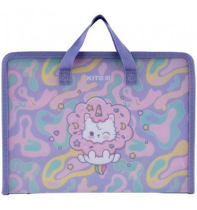 Папка-портфель на блискавці Kite Rainbow Catcorn K24-202-1, 1 відділення, A4 ( K24-202-1 )