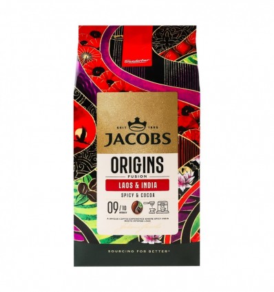 Кава Jacobs Origins Laos&India натуральна смажена в зернах 1кг