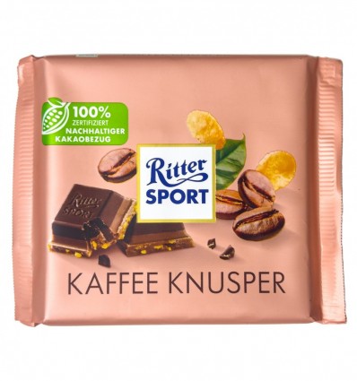 Шоколад Ritter Sport Kaffee Knusper з какао-кавовим прошарком та кукурудзяними пластівцями 100г