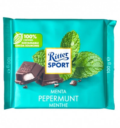 Шоколад Ritter Sport Peppermint черный с кремово-мятной начинкой 100г