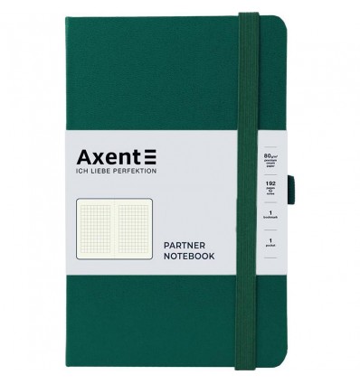 Книга записна Axent Partner 8201-61-A, 125x195 мм, 96 аркушів, клітинка, зелений ліс