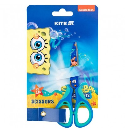 Ножиці дитячі з гумовими вставками і малюнком на лезі Kite Sponge Bob SB25-148, 13 см