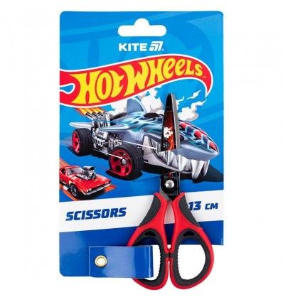 Ножиці дитячі з гумовими вставками і малюнком на лезі Kite Hot Wheels HW25-148, 13 см