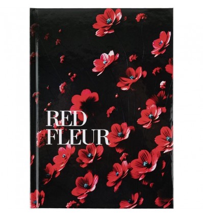 Книга записна Axent Red fleur 8459-3-A, А5, 96 аркушів, клітинка, тверда обкладинка